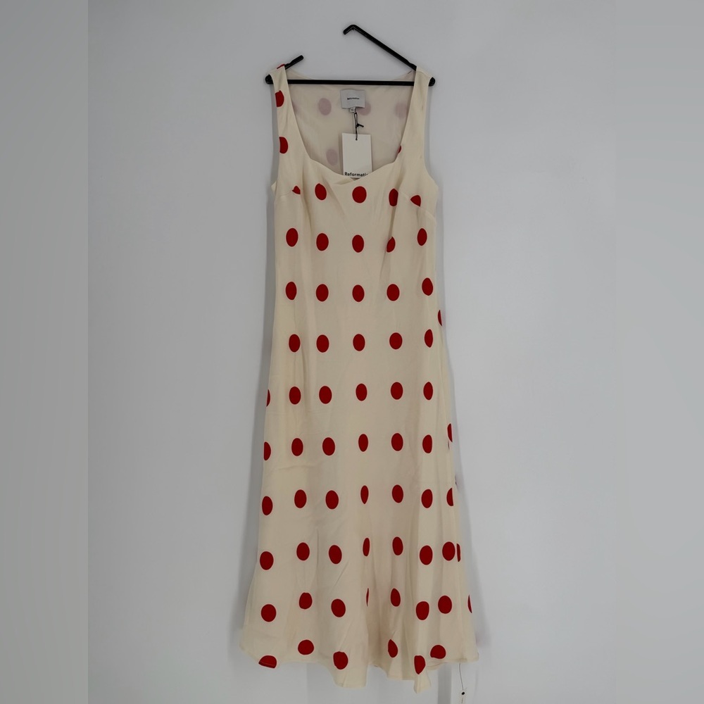 Reformation Iro Midi Dress In Carmona Dot - Picture 2 of 8